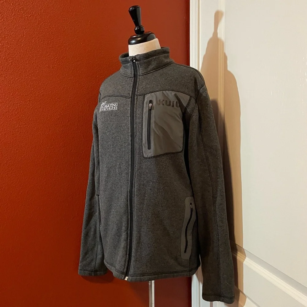 Kuiu Men’s Base Camp Full Zip Pullover Cowl Gray Heather Fleece Sweater - Picture 1 of 5